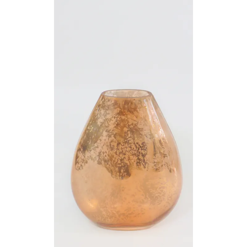 Florero cristal gota cobre rosa lux 31x24cm