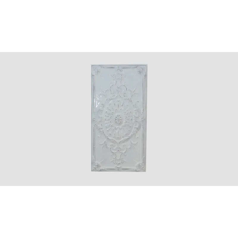 Cuadro metal rectang mandala white 93x48cm