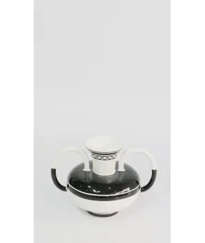 Florero porcelana azas black .White 19x26cm