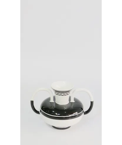 Florero porcelana azas black .White 19x26cm
