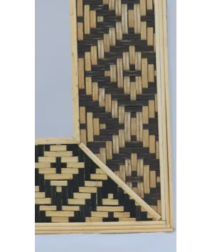 Espejo rectangular tejido etnico en madera