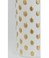 Jarron grande en cerámica en puntos dorados tipo cilindro 27x13