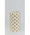 Jarrón mediano en cerámica en puntos dorados tipo cilindro 20x11