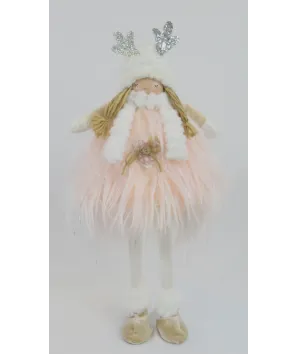 muñeca color rosa peluda christmas 41x18 centimetros
