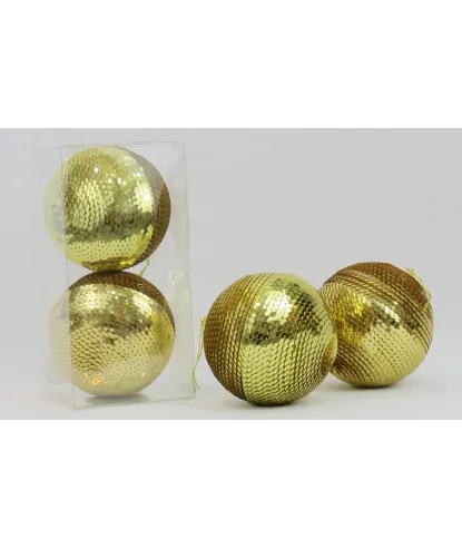 Bola dorada en lentejuelas navidad x2 unidades  10 de diámetro