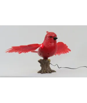 pájaro rojo eléctrico luz y movimiento 22x30 cm