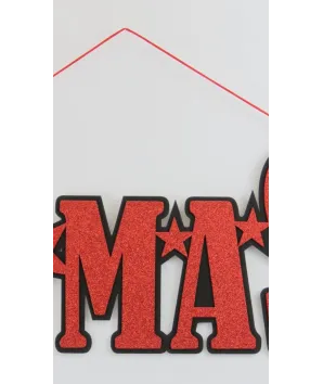 letrero xmas rojo/negro en madera  40x20 cm