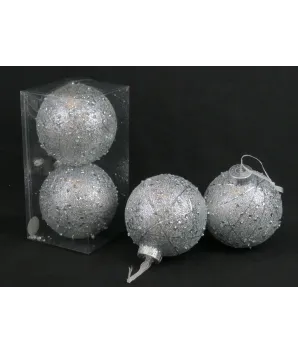 bolas x 2 silver universe icopor  10 cm cada uno