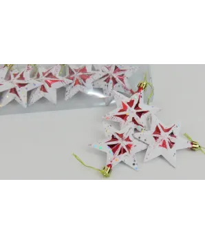 estrellas para árbol x5 pequeñas rojo/blanco 7cm