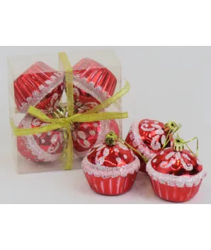bolas cupcakes  x 4 color rojo 6 cm cada bola