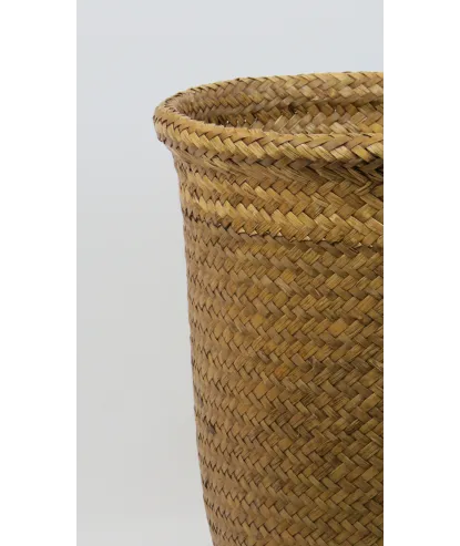 Canasta mediana artesanal india en fibra natural 30x28 cm