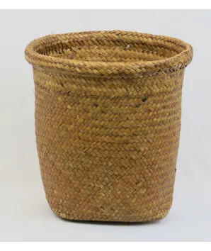 Canasta pequeña artesanal india en fibra natural 24x23 cm