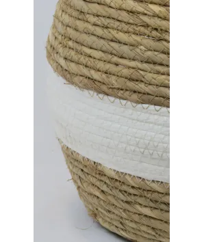 Canasto White mediano  en fibra blanco y crudo  25x27 cm