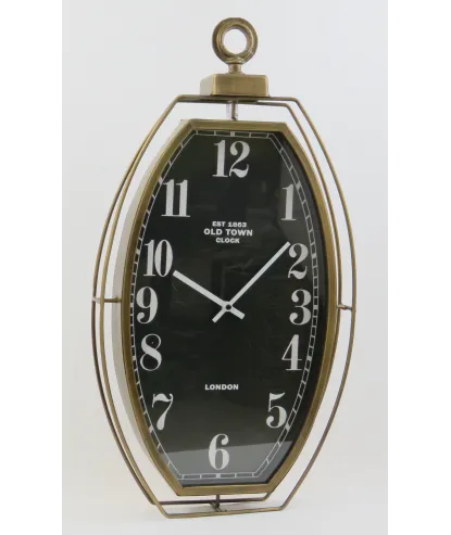 Reloj de pared dorado con doble marco  65*32cm