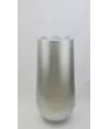 macetero grande en cilindro plateado en fibra de vidrio  90x35cm