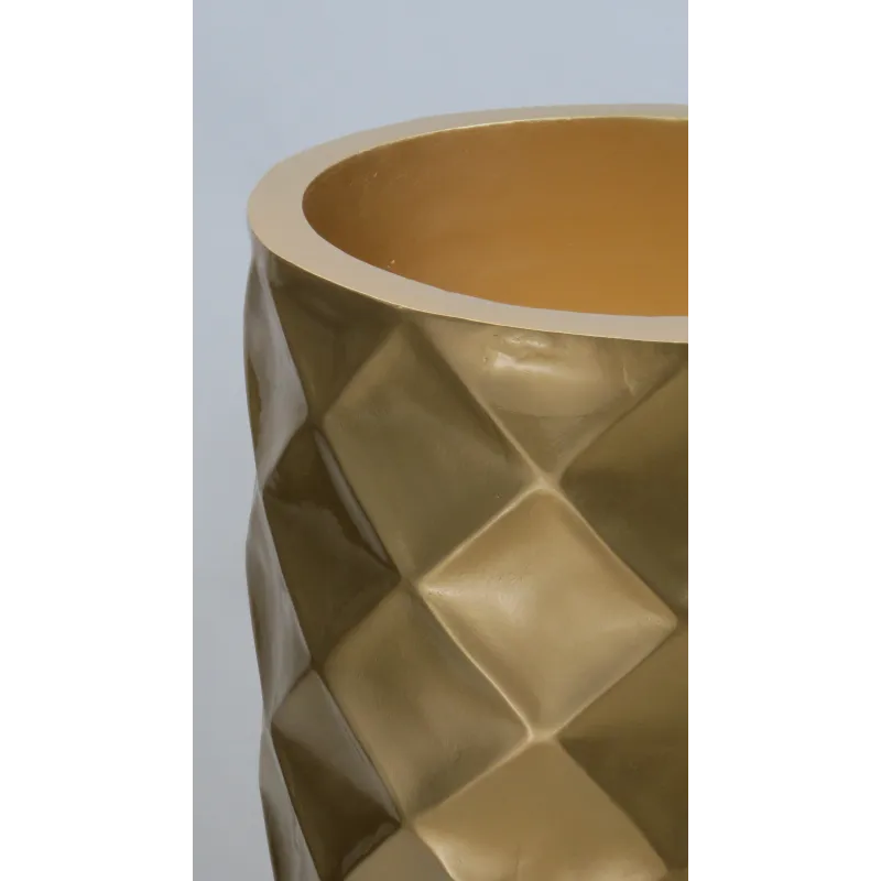 macetero grande en rombo dorado en fibra de vidrio 87x46cm