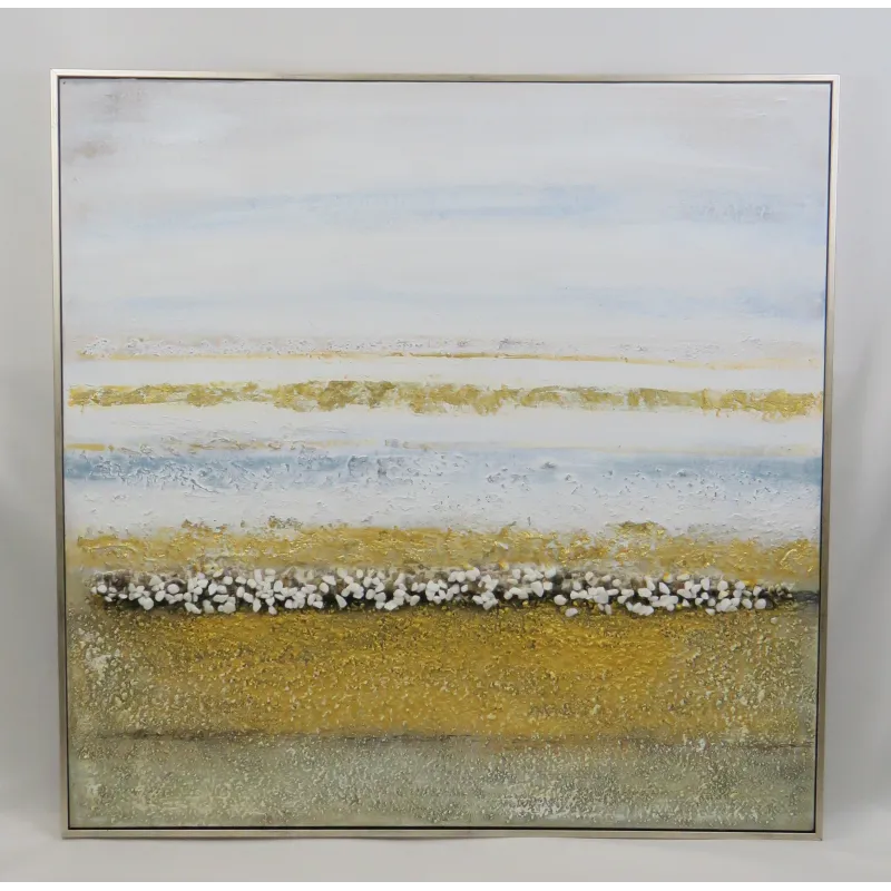 cuadro abstracto en oleo estilo océano/tierra 83x83cm