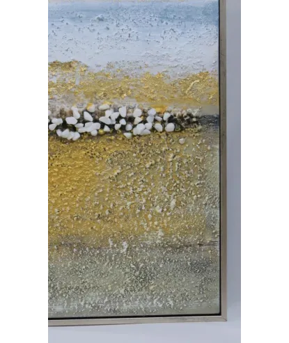 cuadro abstracto en oleo estilo océano/tierra 83x83cm