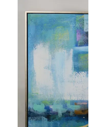 cuadro abstracto en oleo estilo océano/blue 83x83cm
