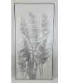 cuadro rectangular white hojas plata 1.42x7cm