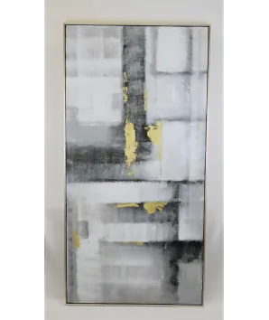 cuadro rectangular grises deep en oleo  1.42x72cm