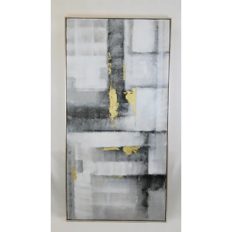 cuadro rectangular grises deep en oleo  1.42x72cm