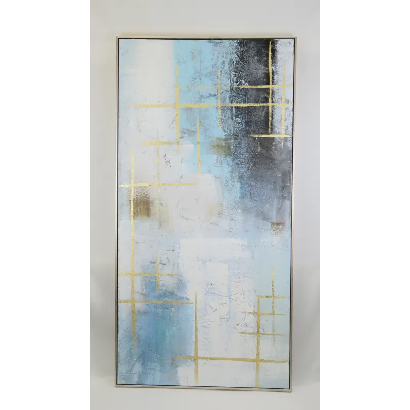 cuadro rectangular azules heaven en oleo  1.42x72cm