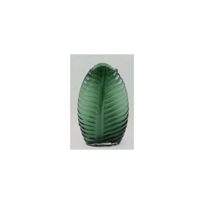 florero verde cristal ovalado 20x21cm