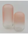 florero mediano estilo capsula en vidrio rosado 29x13cm