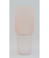 florero pqño estilo capsula en vidrio rosado 23x12cm