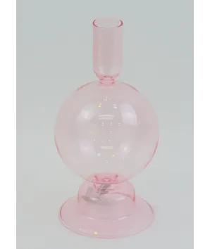 candelabro  cristal ovnia rosado  20x10cm