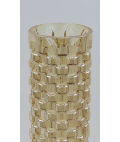 jarrón en cilindro cristal ámbar  30x10cm