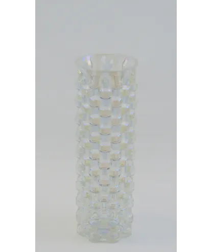 jarrón en cilindro cristal tornasol  30x10cm