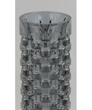 jarrón en cilindro cristal gris humo  30x10cm