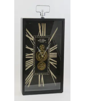 reloj de mesa negro metálico rectangular 54x26cm