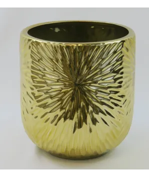 Macetero mediano dorado en cerámica 17x16cm
