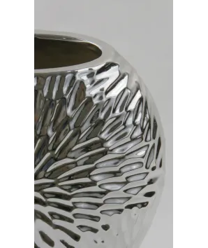 Florero mediano en cerámica plateado 25x25cm