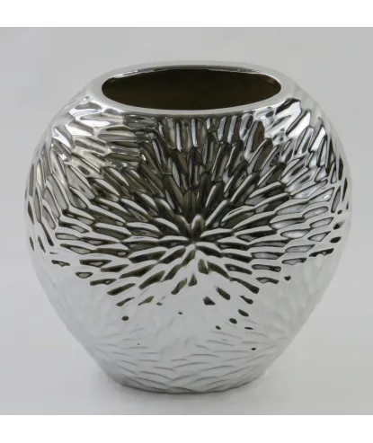 Florero pqño en cerámica plateado 20x19cm