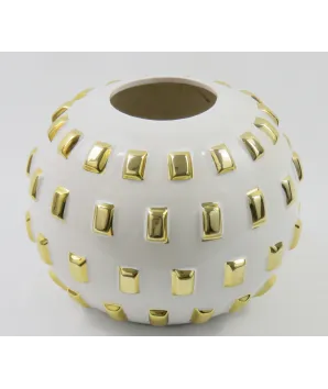 jarrón cerámica White Gold grande 18x22 cm
