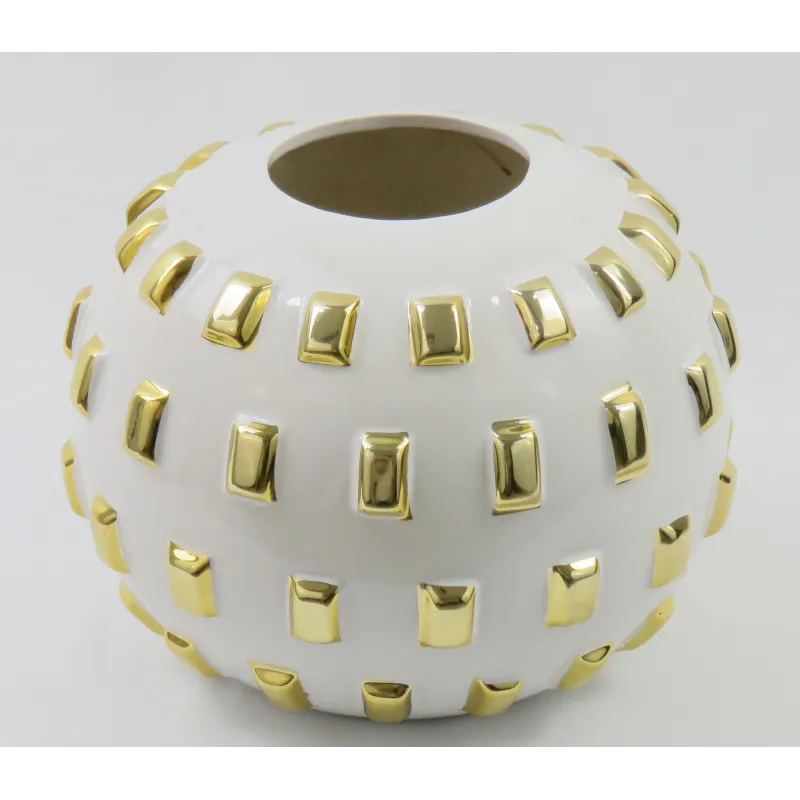jarrón cerámica White Gold grande 18x22 cm