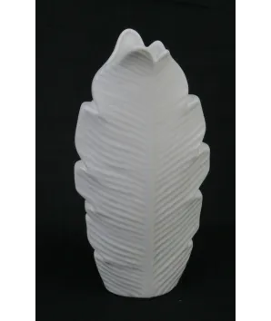 florero blanco pequeño en  cerámica estilo de hoja 23x13cm