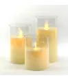 Set de velas x3 unidades transparentes 10,13 y 15 cm
