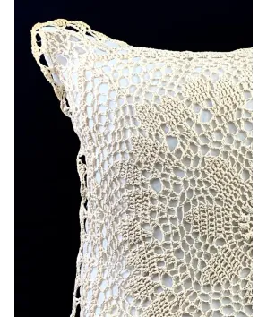 cojín bohemio crochet beige 42x42cm