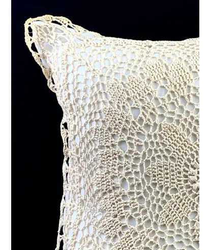 cojín bohemio crochet beige 42x42cm