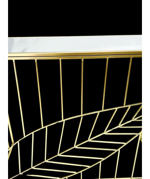 Consola grande dorada hoja  mármol 71x90cm