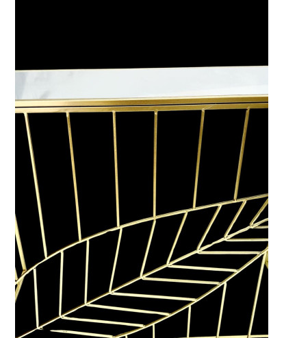 Consola grande dorada hoja  mármol 71x90cm