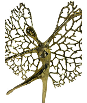 escultura dorada y negro dama en metal 34*20 cm