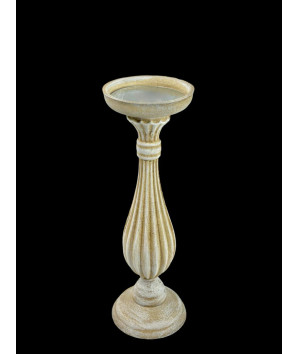candelabro beige india en madera 34x11 cm