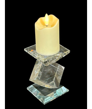 candelabro grande  en cristal cubos fino 11cm