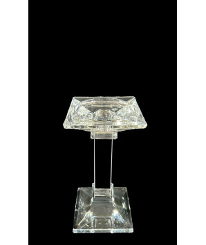 candelabro grande  en cristal cuadrado fino 18x9cm